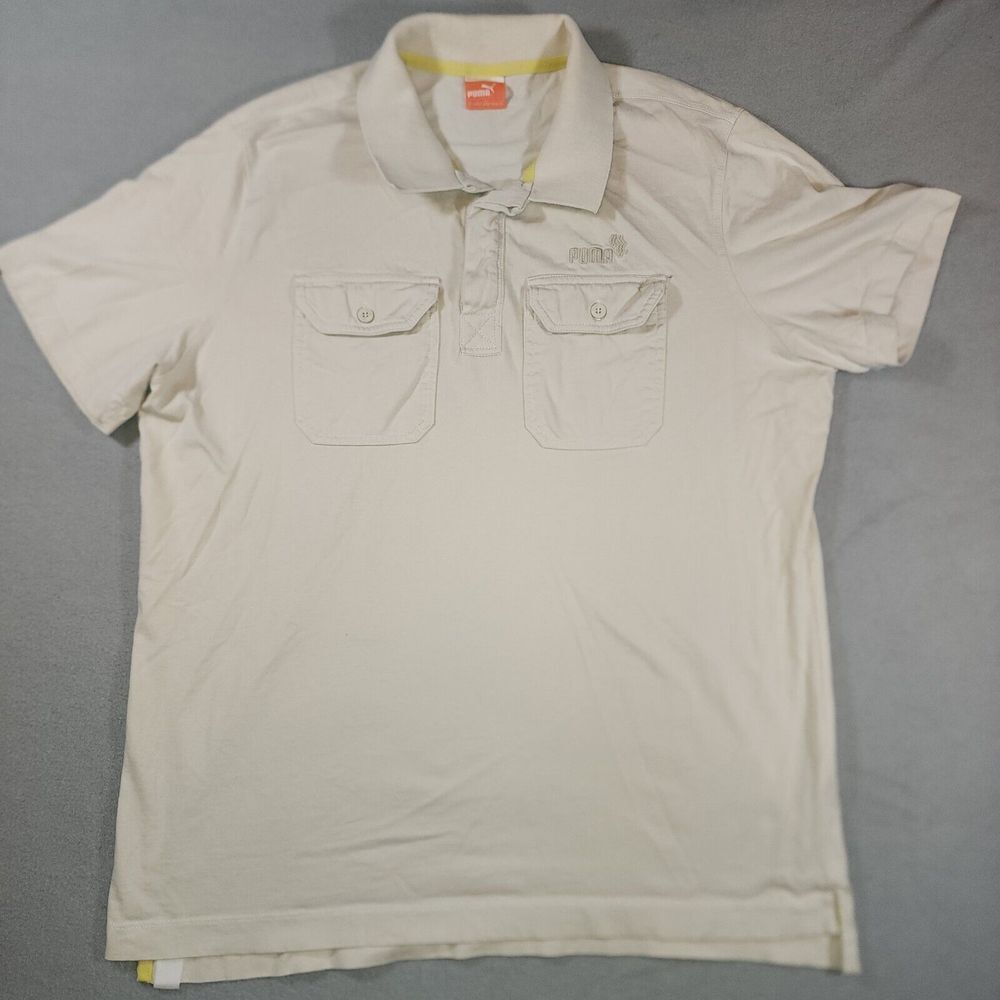 Puma Wilderness Africa Safari Beige Polo Pockets XL‎ 100% Cotton See Pix